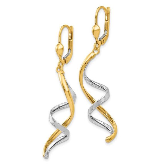 Spiral Lever Back Earrings in 14k Two-tone Gold - Picture 2 of 5